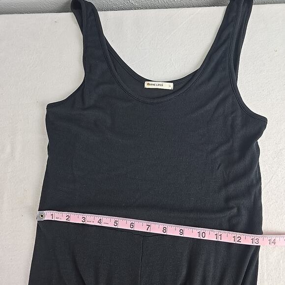 Marine Layer Lexi Rib Fit and Flare Midi Tank Dress Large Black Beach Travel - Picture 9 of 13